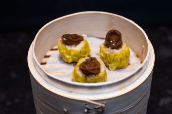 Abalone topped chicken siew mai.