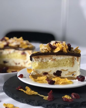 Cranberry-Flake Cheese Mousse Cake
