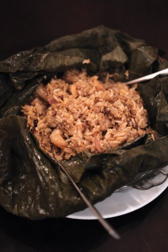 The lotus leaf rice is fragrant and flavourful.