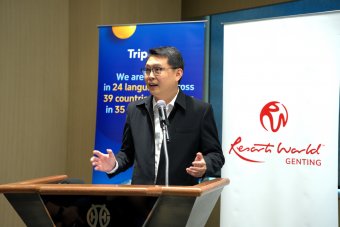 Mr Boon Sian Chai, Managing Director and Vice President of International Markets, Trip.com Group, addressing guests at the signing ceremony