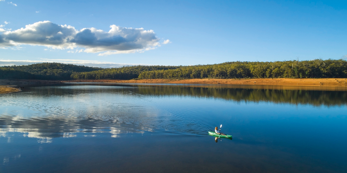 Kayaking at Wellington Dam, near Collie