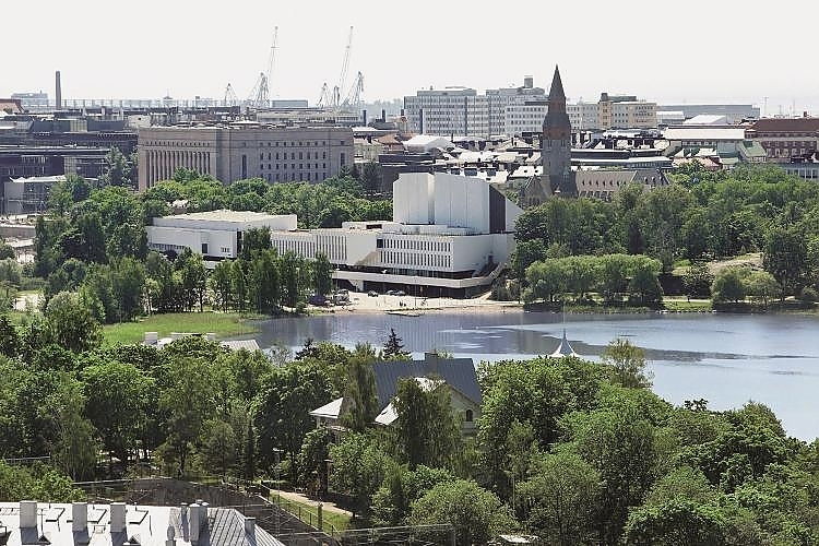 The Finlandia Hall, designed by legendary Finnish architect Alvar Aalto