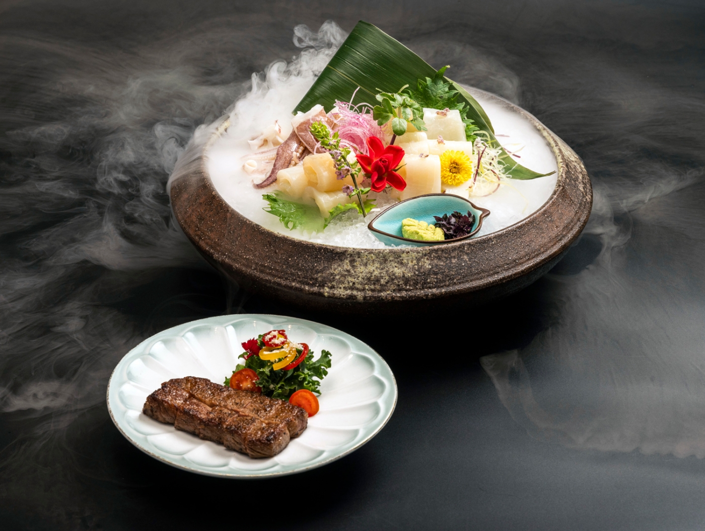 Kampachi - Saga | Yobuko Ika / Saga Beef Saikoro Steak