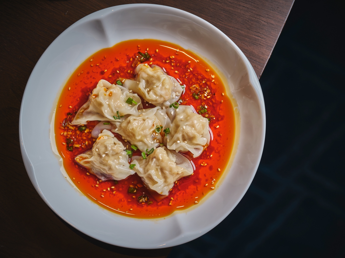Sichuan Chicken with Prawn Wontons in Red Chilli Oil 红油鸡肉鲜虾云吞