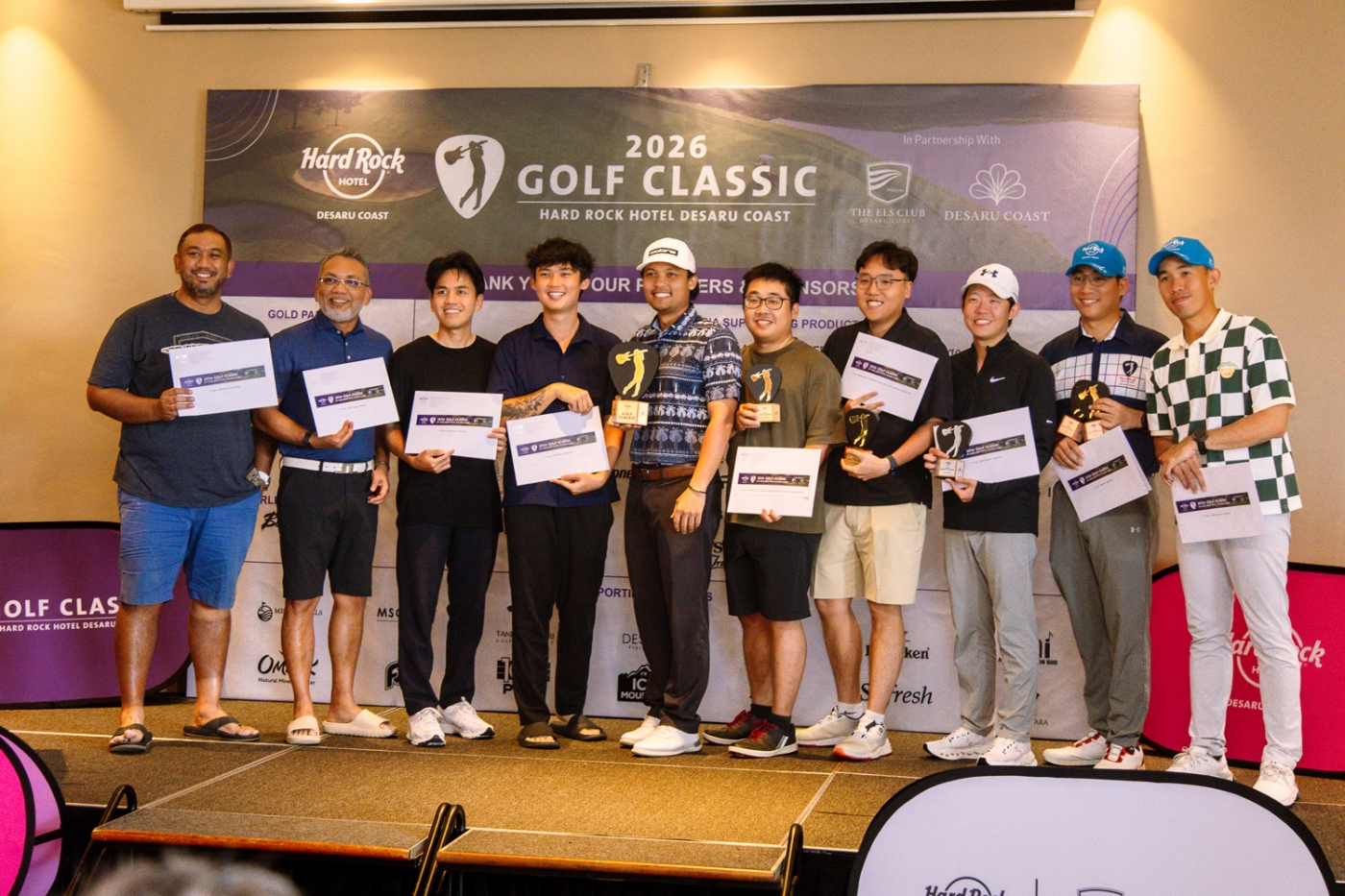 Winners of the 2026 Golf Classic by Hard Rock Hotel Desaru Coast with their prizes following the tournament at The Els Club Desaru Coast.