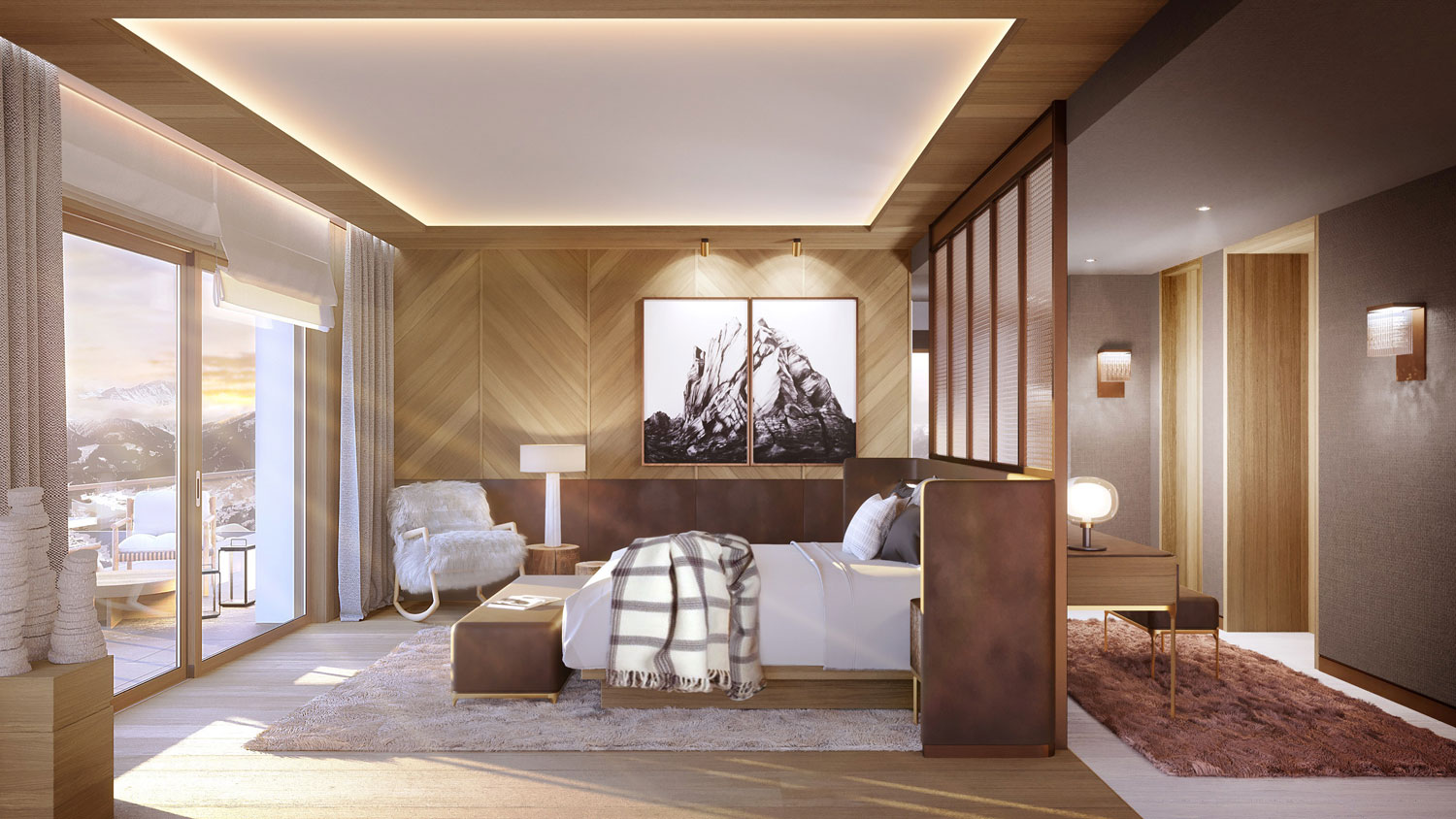 Bedroom at Six Senses Crans Montana